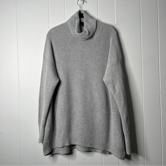 J. Crew Cotton Cashmere Ribbed Gray Turtleneck Sweater Tunic Women's M - Picture 1 of 10